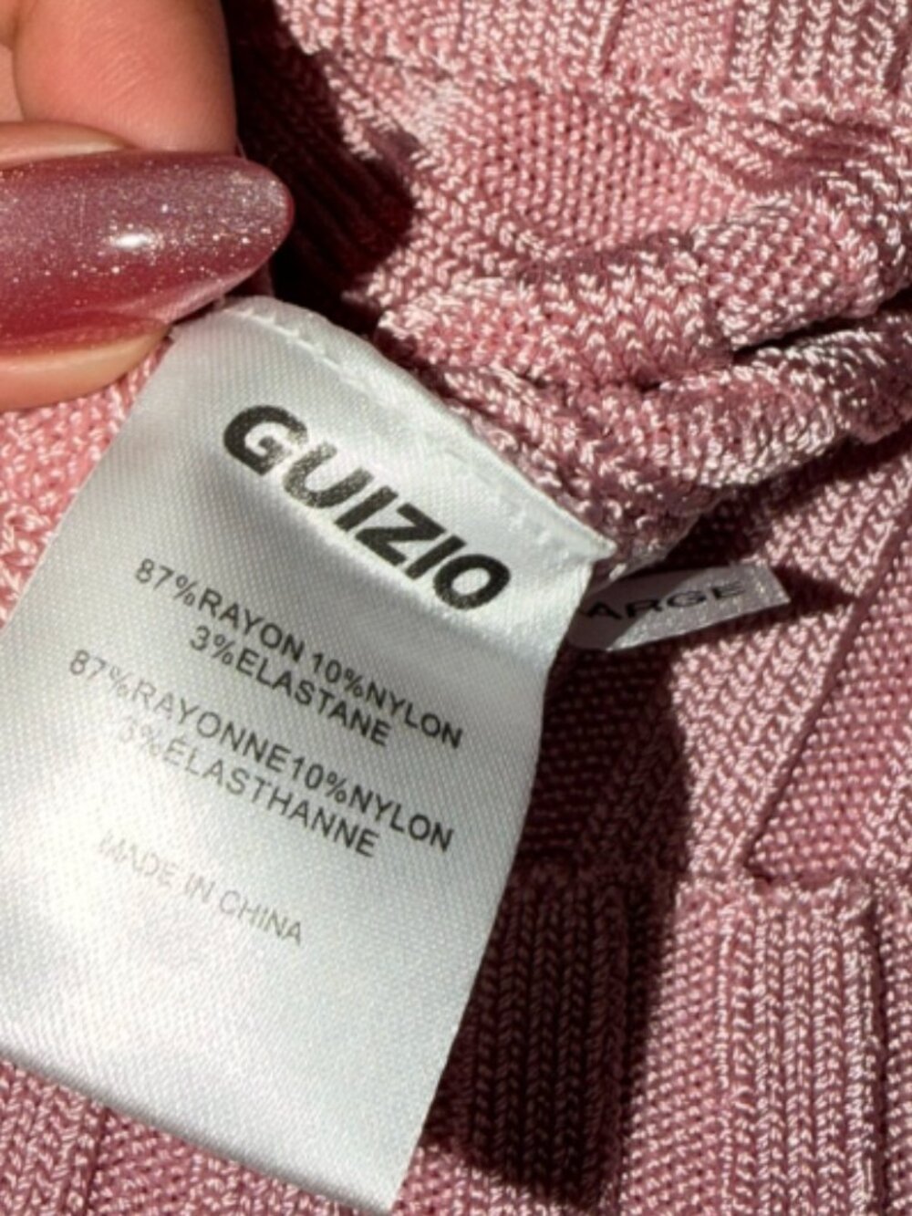 GUIZIO - Slinky Rib Mini Dress, Size L - Picture 8 of 9